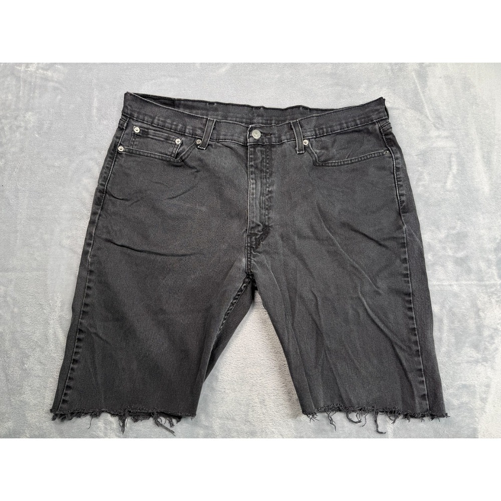 Levi's 514 Shorts Men's 38 Black Cotton Stretch Denim Pockets Frayed Raw Hem